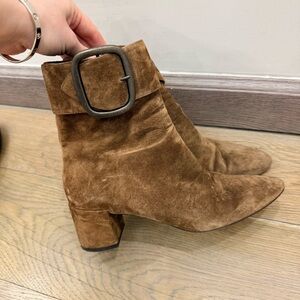 Yves Saint Laurent Tan Suede Heeled Boots